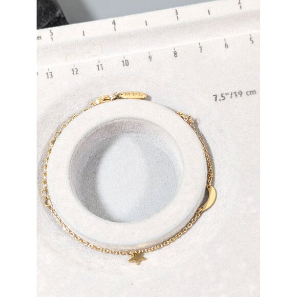 MDB Marina De Buche Celestial Chain Bracelet Gold Tone Moon Stars 7.5" - Picture 6 of 6